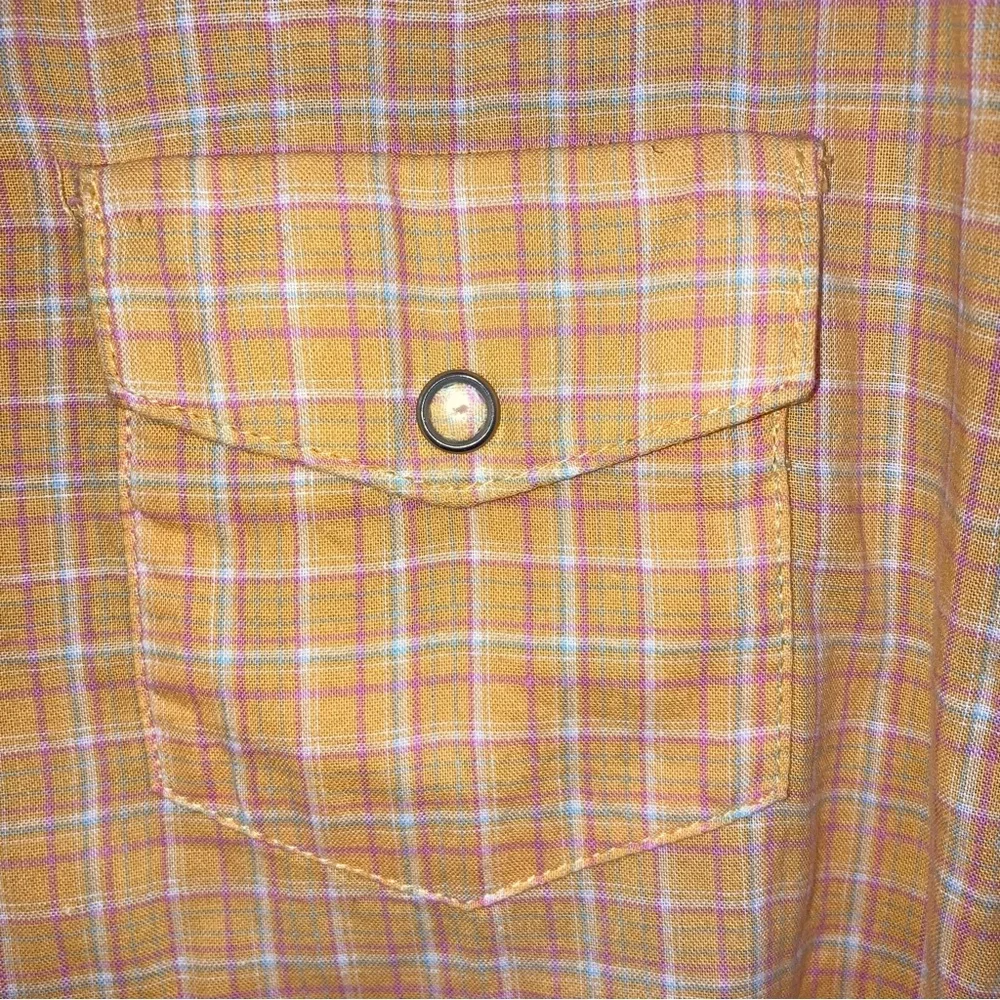 Orange with pink and aqua Wrangler Blues, Cotton, snaps, shirt Women’s XXL - Picture 4 of 7